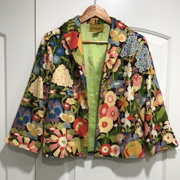 painted pony Jackets & Blazers - Like new - PAINTED PONY Women's 100% Cotton Floral Blazer Jacket